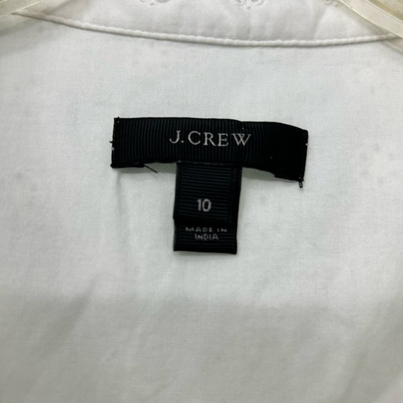 J. Crew Women’s Cotton Dress Size 10 Pockets White Boho Eyelet Breathable - Picture 4 of 15